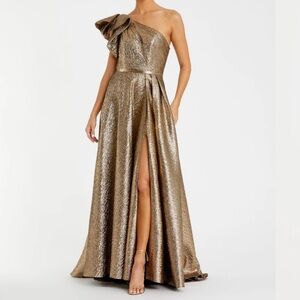 Mac Duggal Metallic One-Shoulder Gown